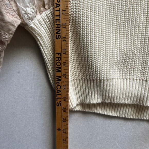 Pilcro Cream and Pink Lace Women's Sweater - Picture 9 of 9